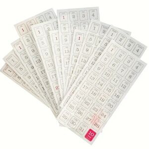 White and Red Numbered Date Stickers